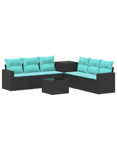 Set di divani 8 pz Nero e Blu 55 x 55 x 37 cm