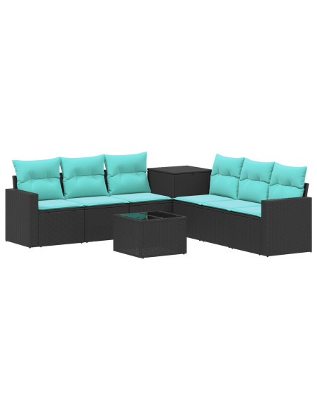 Set di divani 8 pz Nero e Blu 55 x 55 x 37 cm