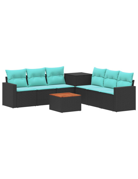 Set di divani 8 pz Nero e Blu 55 x 55 x 37 cm