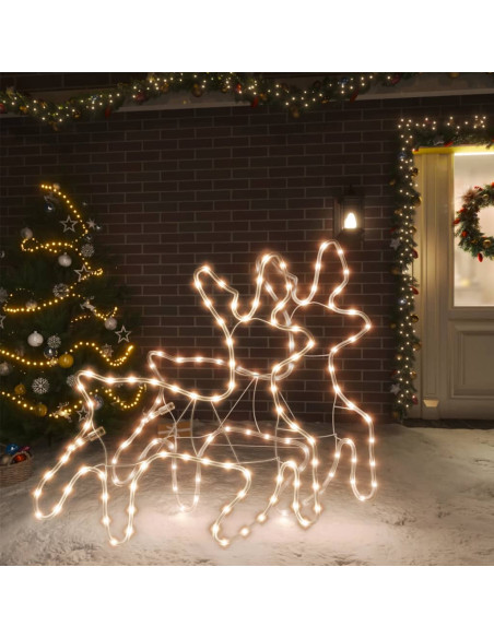 Figura Natalizia Fiocco di Neve LED 2 pz Bianco Caldo 59x59 cm