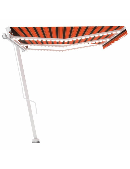 Tenda da Sole Retrattile Manuale LED 600x300 cm Arancio Marrone