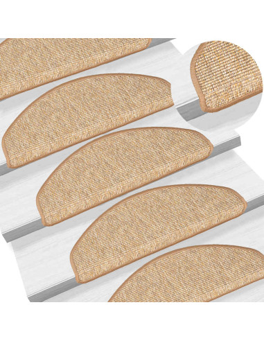 Tappetini per scale 15 pz 65x21x4 cm Marrone chiaro Semicircolari Grandi