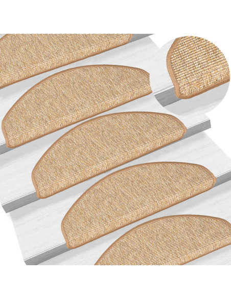 Tappetini per scale 15 pz 65x21x4 cm Marrone chiaro Semicircolari Grandi