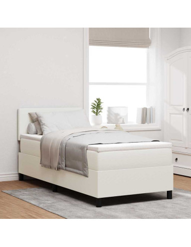 Letto a molle Crema e Bianco 80 x 200 cm Tessuto in Cords
