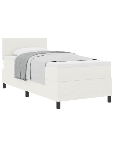 Letto a molle Crema e Bianco 80 x 200 cm Tessuto in Cords