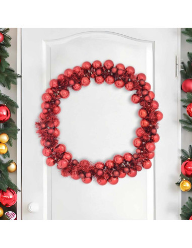 Ghirlanda di Palline di Natale Rosso 186 cm Polistirolo