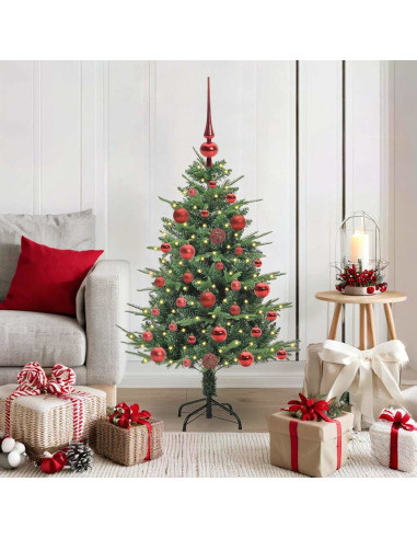 Albero di Natale Artificiale Pre-illuminato con Set di Palline