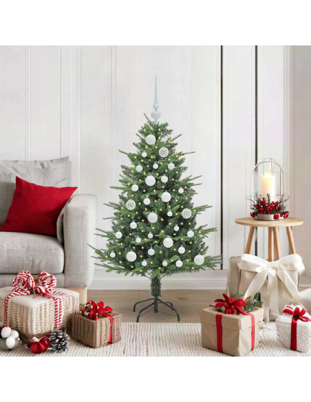 Albero di Natale Artificiale Pre-illuminato con Set di Palline