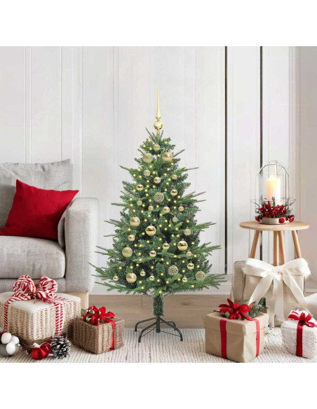 Albero di Natale Artificiale Pre-illuminato con Set di Palline