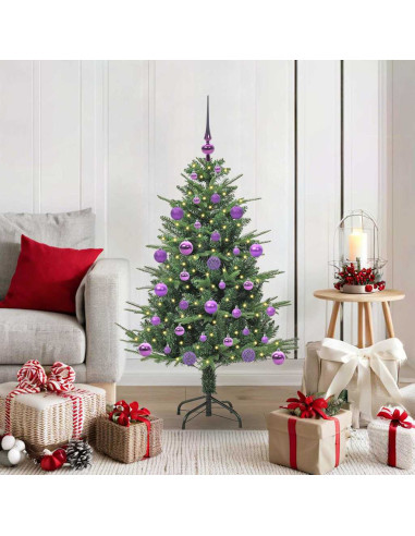 Albero di Natale Artificiale Pre-illuminato con Set di Palline