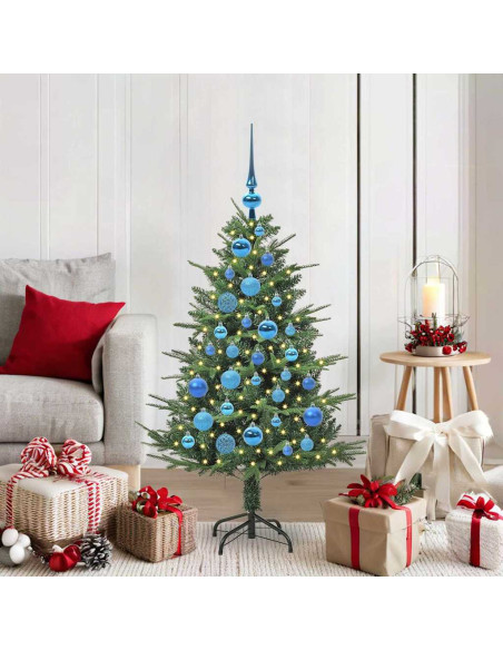 Albero di Natale Artificiale Pre-illuminato con Set di Palline