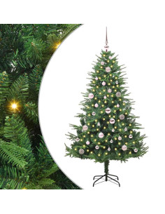 Albero di Natale Artificiale Pre-illuminato con Set di Palline