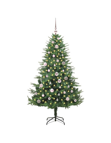 Albero di Natale Artificiale Pre-illuminato con Set di Palline