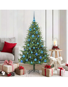 Albero di Natale Artificiale Pre-illuminato con Set di Palline