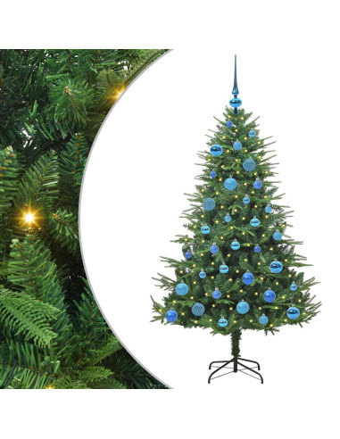 Albero di Natale Artificiale Pre-illuminato con Set di Palline