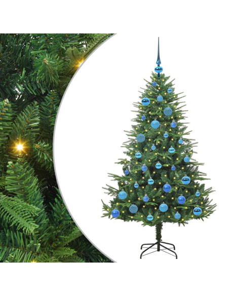 Albero di Natale Artificiale Pre-illuminato con Set di Palline