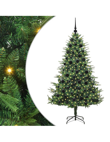 Albero di Natale Artificiale Pre-illuminato con Set di Palline