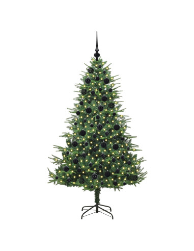 Albero di Natale Artificiale Pre-illuminato con Set di Palline