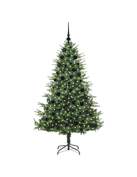 Albero di Natale Artificiale Pre-illuminato con Set di Palline