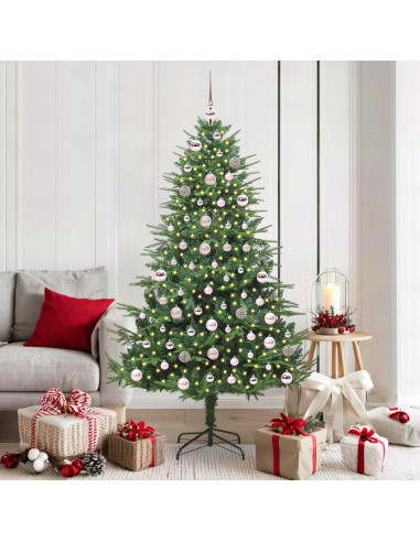 Albero di Natale Artificiale Pre-illuminato con Set di Palline