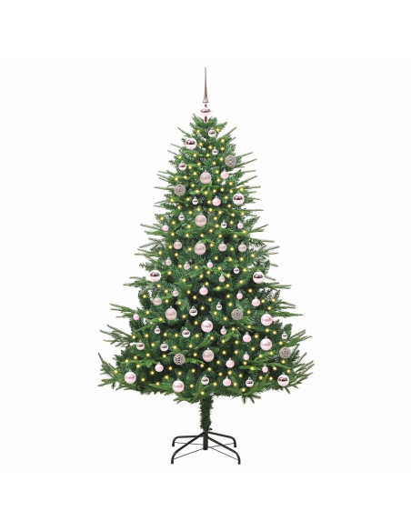 Albero di Natale Artificiale Pre-illuminato con Set di Palline