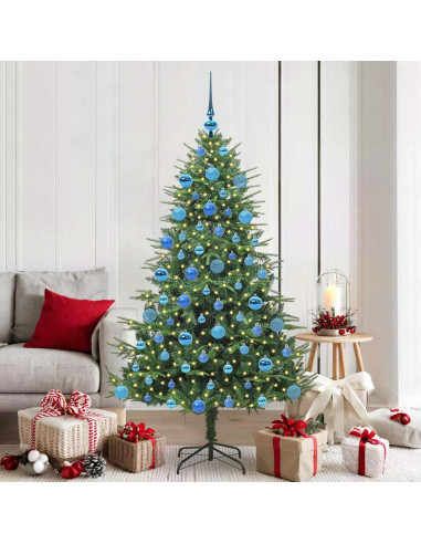 Albero di Natale Artificiale Pre-illuminato con Set di Palline