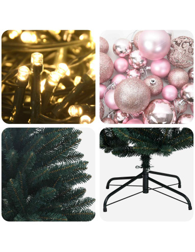 Albero di Natale artificiale verde scuro con palline 210 cm