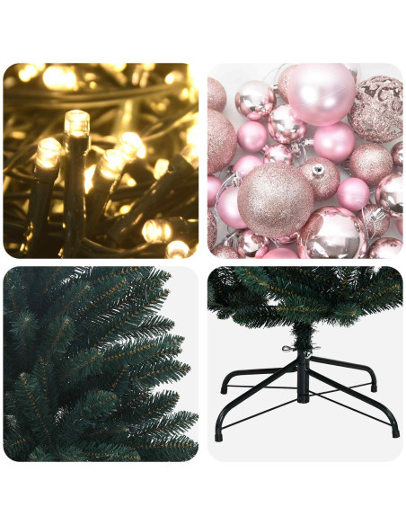 Albero di Natale artificiale verde scuro con palline 210 cm