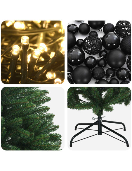 Albero di Natale artificiale verde medio con palline 210 cm