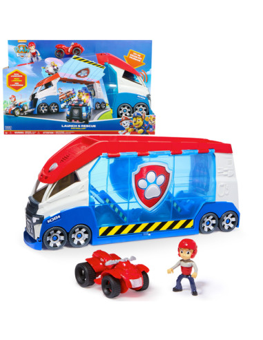 PAW Patrol , PAW Patroller trasformabile con lanciatore per veicoli, luci e suoni, personaggio di Ryder e quad giocattolo, Gioca