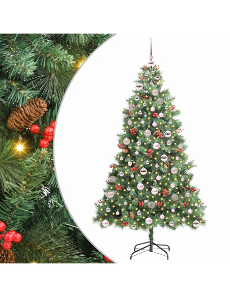 Albero di Natale artificiale 300 LED Bianco caldo PVC e Metallo