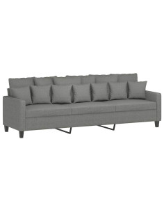 Divano a 3 Posti Grigio Scuro 210 cm in Tessuto 2