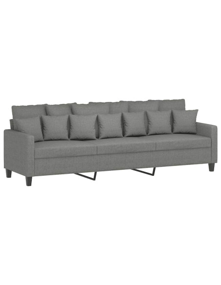 Divano a 3 Posti Grigio Scuro 210 cm in Tessuto