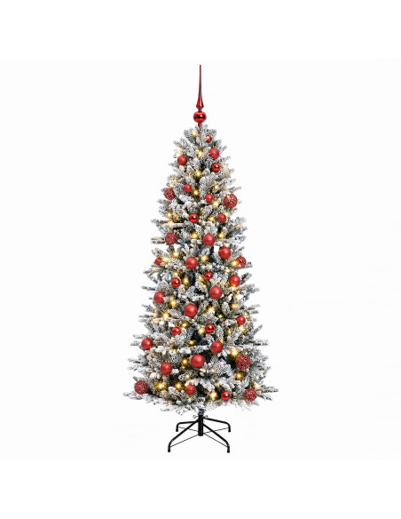 Albero di Natale artificiale con palline 150 cm 150 LED