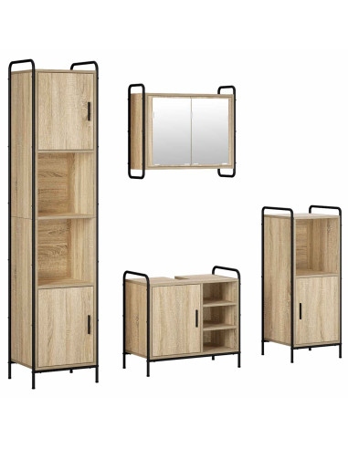 Set di Armadi da Bagno 4 pz Rovere Sonoma 40 x 36 x 181 cm