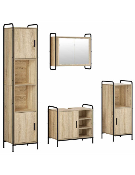 Set di Armadi da Bagno 4 pz Rovere Sonoma 40 x 36 x 181 cm