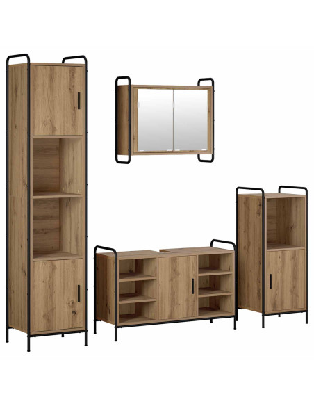 Set di Armadi da Bagno 4 pz Rovere Artigianale 40 x 36 x 181 cm