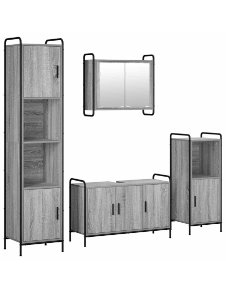 Set di Armadi da Bagno 4 pz Sonoma grigio 40 x 36 x 181 cm