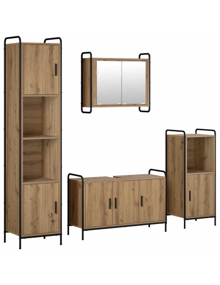 Set di Armadi da Bagno 4 pz Rovere Artigianale 40 x 36 x 181 cm