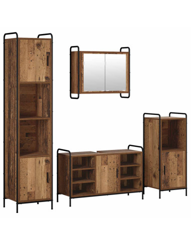 Set di Armadi da Bagno 4 pz Legno antico 40 x 36 x 181 cm