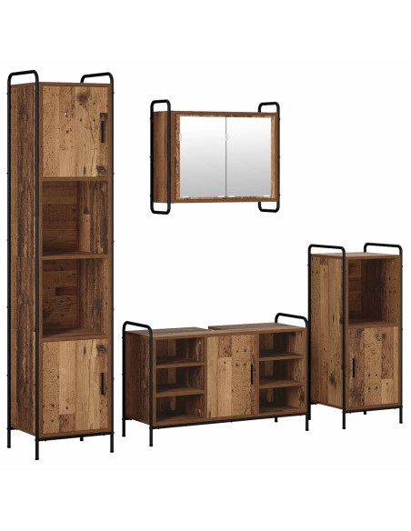 Set di Armadi da Bagno 4 pz Legno antico 40 x 36 x 181 cm