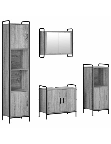 Set di Armadi da Bagno 4 pz Sonoma grigio 40 x 36 x 181 cm