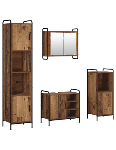 Set di Armadi da Bagno 4 pz Legno antico 40 x 36 x 181 cm