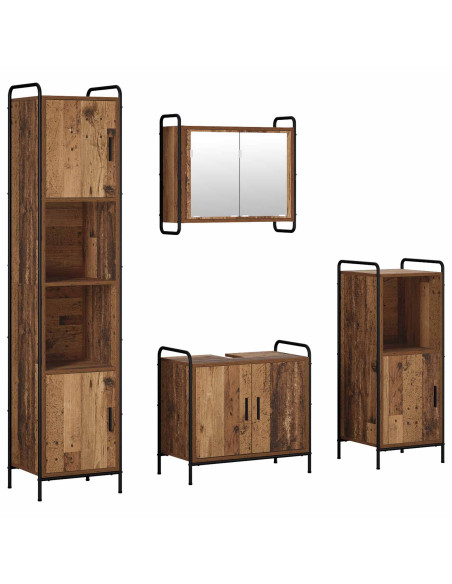 Set di Armadi da Bagno 4 pz Legno antico 40 x 36 x 181 cm