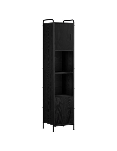 Set di Armadi da Bagno 4 pz Rovere Nero 40 x 36 x 181 cm