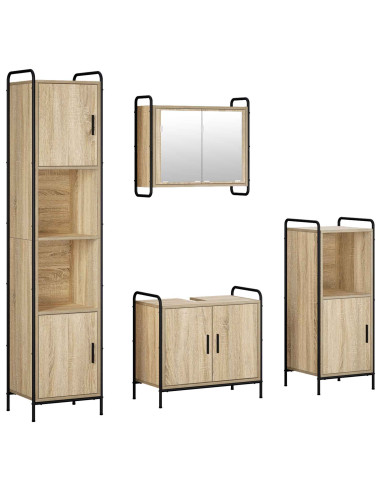 Set di Armadi da Bagno 4 pz Rovere Sonoma 40 x 36 x 181 cm