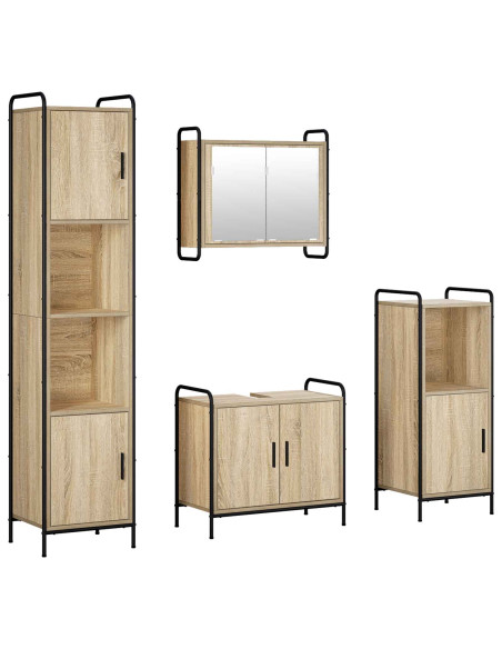 Set di Armadi da Bagno 4 pz Rovere Sonoma 40 x 36 x 181 cm