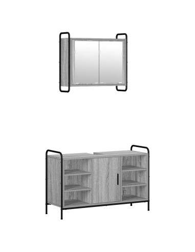 Set di Armadi da Bagno 2 pz Sonoma grigio 65,5 x 34 x 61 cm