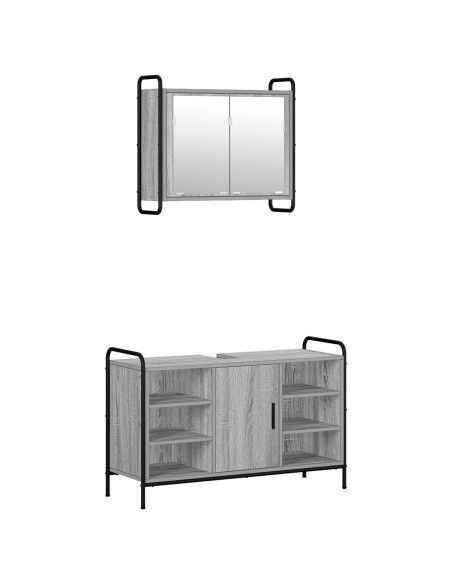 Set di Armadi da Bagno 2 pz Sonoma grigio 65,5 x 34 x 61 cm