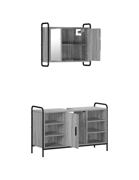Set di Armadi da Bagno 2 pz Sonoma grigio 65,5 x 34 x 61 cm
